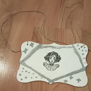 Hand Crafted Black and White Mixed Media Art